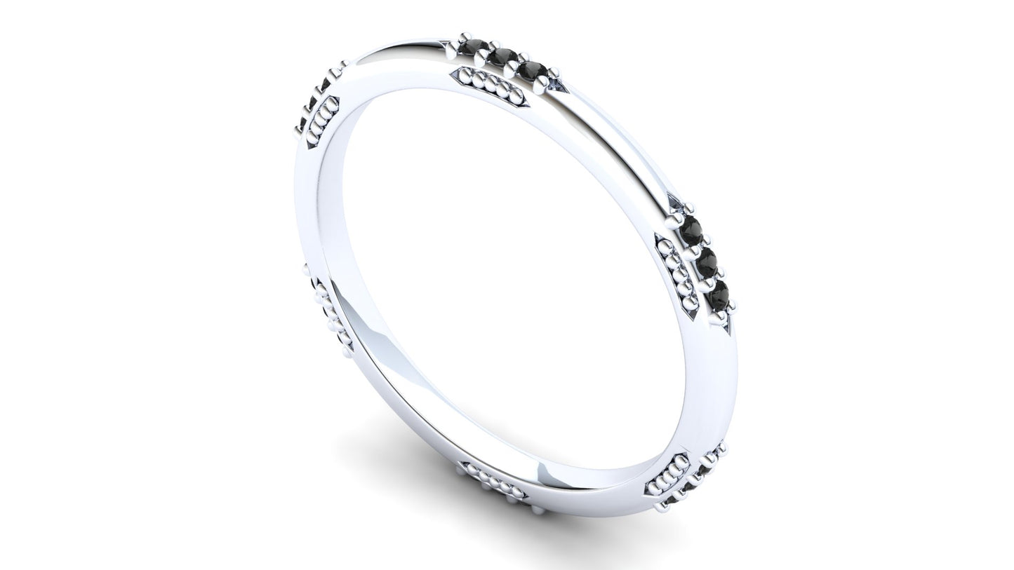 Orchid Eternity Ring: 9ct White Gold with Black Stones