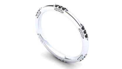 Orchid Eternity Ring: 9ct White Gold with Black Stones