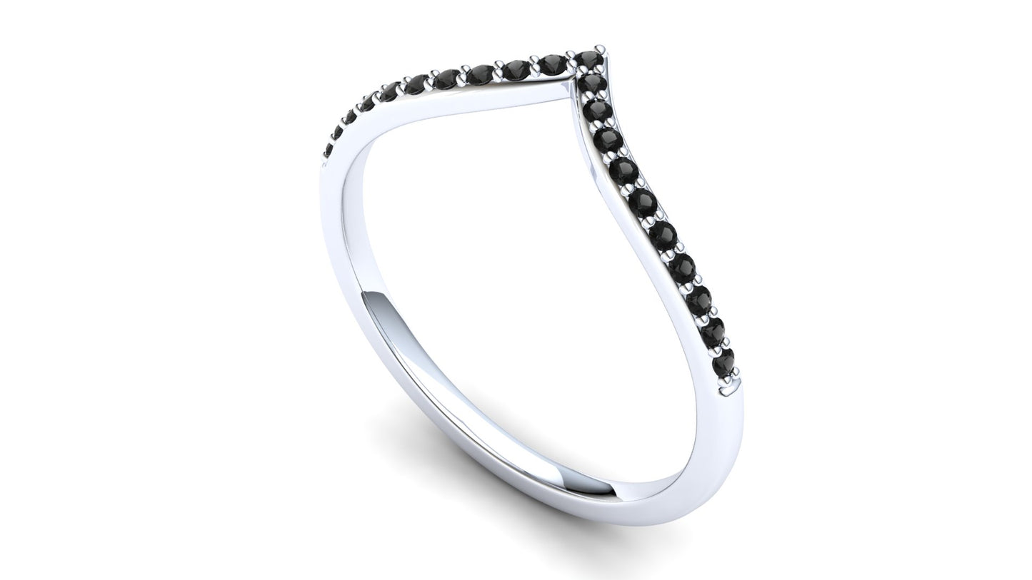 Heather Eternity Ring: 9ct White Gold with Black Stones