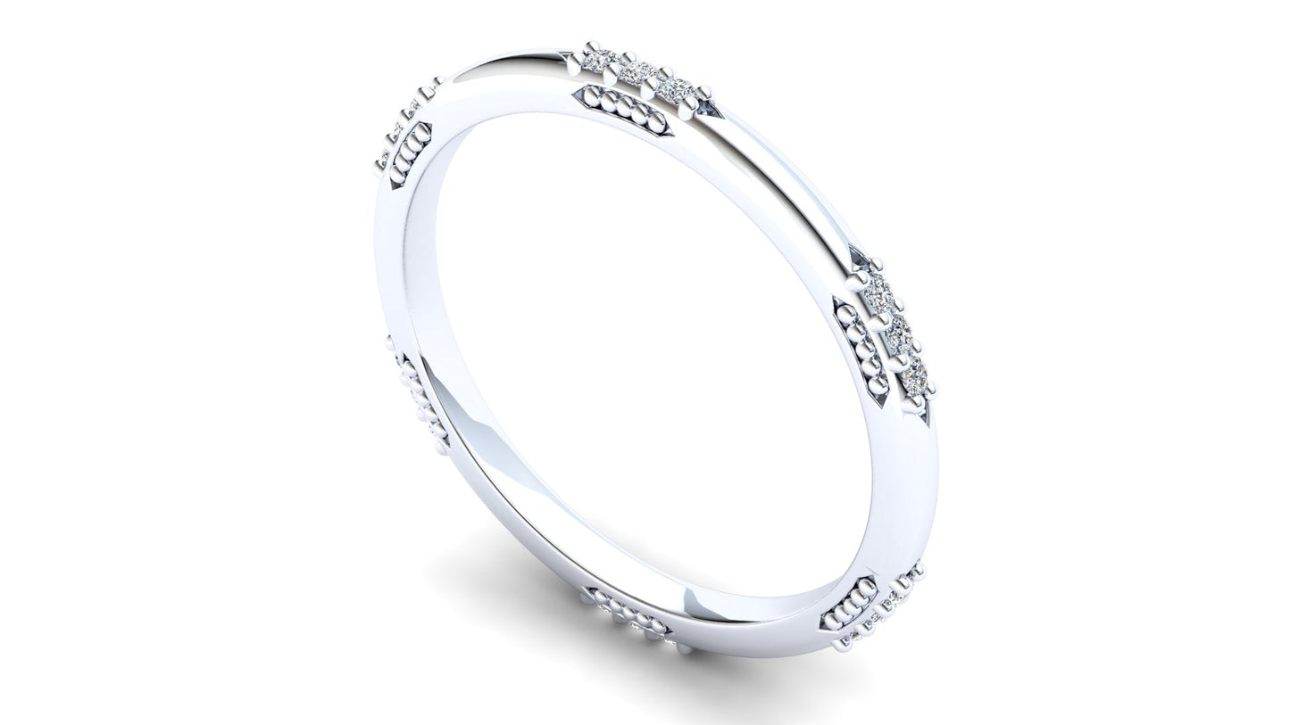 Orchid Eternity Ring: 9ct White Gold with White Stones