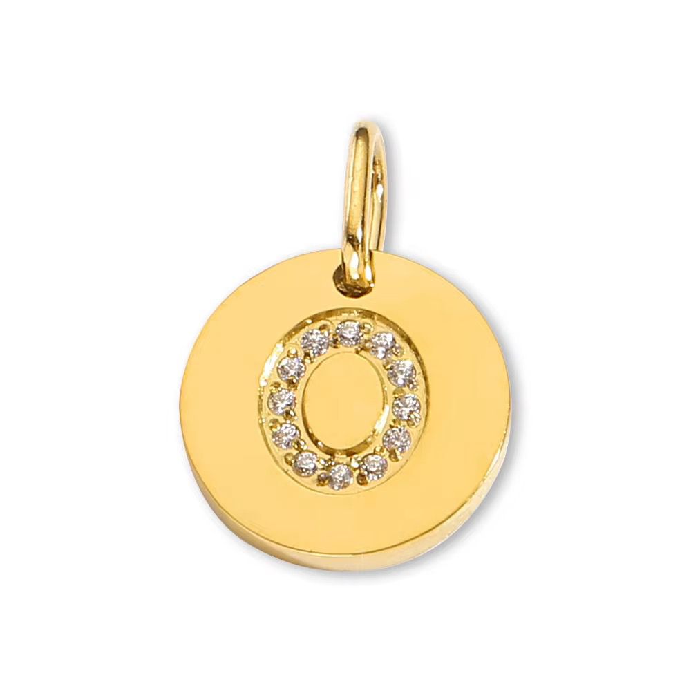 Round Initial with Cubic Zirconia Charm