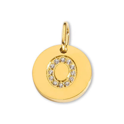 Round Initial with Cubic Zirconia Charm