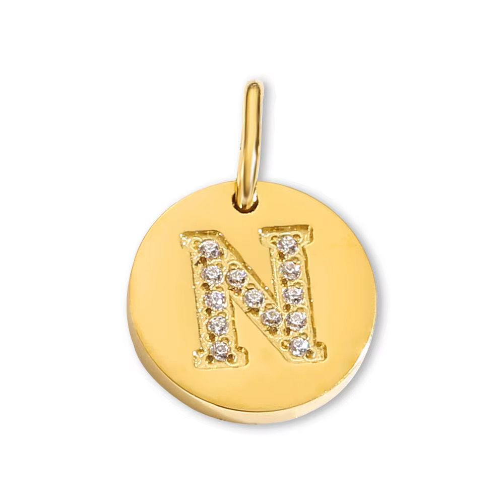 Round Initial with Cubic Zirconia Charm
