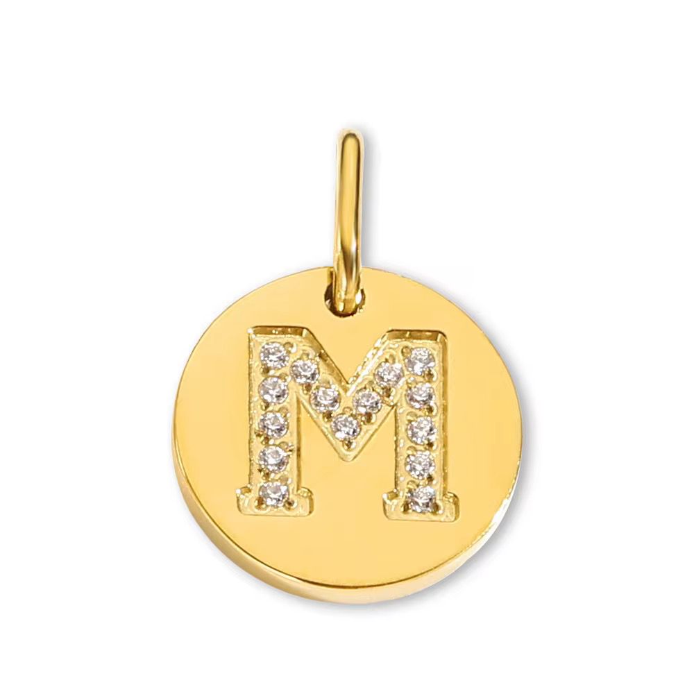 Round Initial with Cubic Zirconia Charm