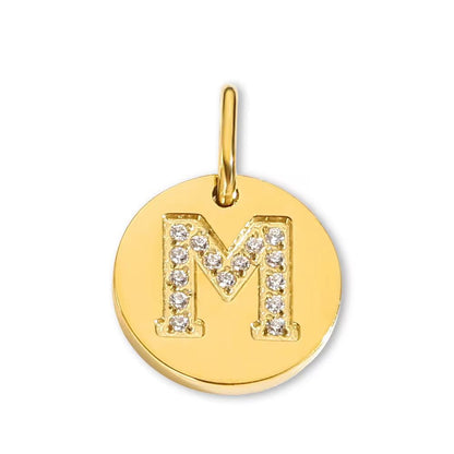 Round Initial with Cubic Zirconia Charm