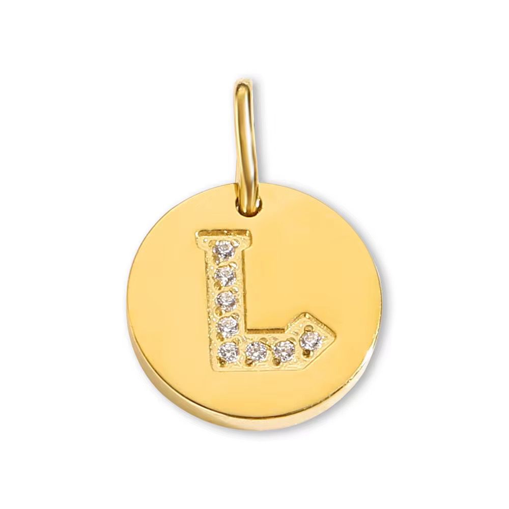 Round Initial with Cubic Zirconia Charm