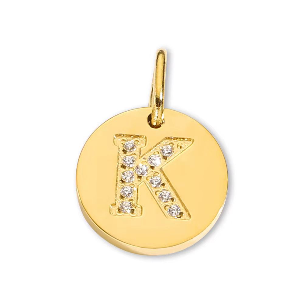 Round Initial with Cubic Zirconia Charm