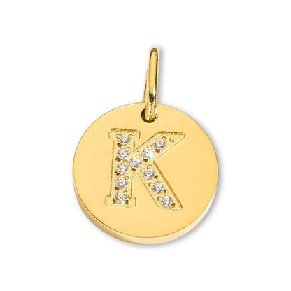Round Initial with Cubic Zirconia Charm