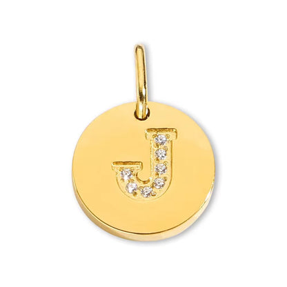 Round Initial with Cubic Zirconia Charm