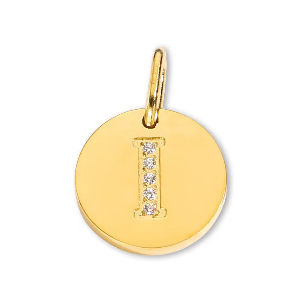 Round Initial with Cubic Zirconia Charm
