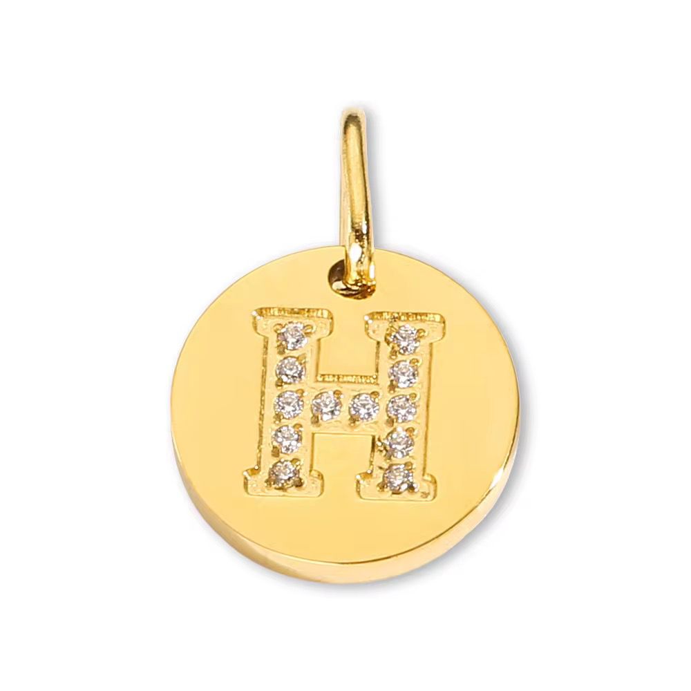 Round Initial with Cubic Zirconia Charm