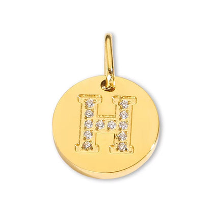 Round Initial with Cubic Zirconia Charm