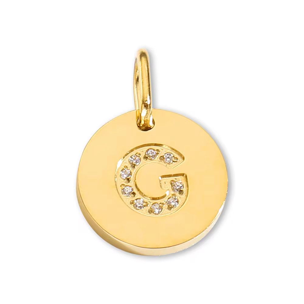 Round Initial with Cubic Zirconia Charm