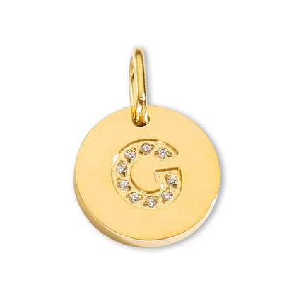 Round Initial with Cubic Zirconia Charm