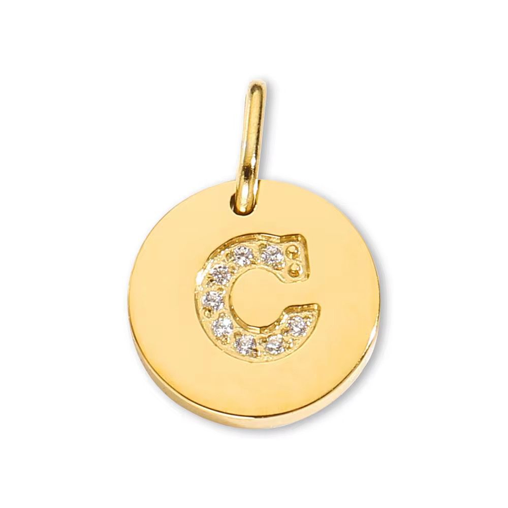 Round Initial with Cubic Zirconia Charm