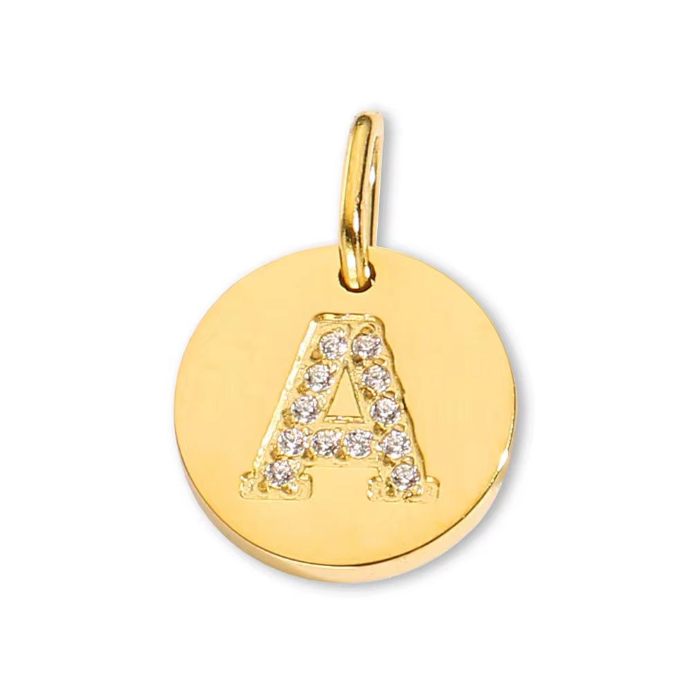 Round Initial with Cubic Zirconia Charm