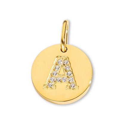 Round Initial with Cubic Zirconia Charm