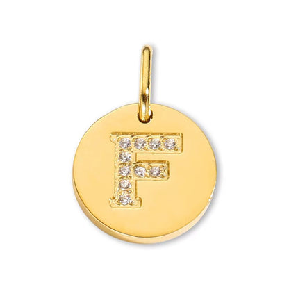 Round Initial with Cubic Zirconia Charm