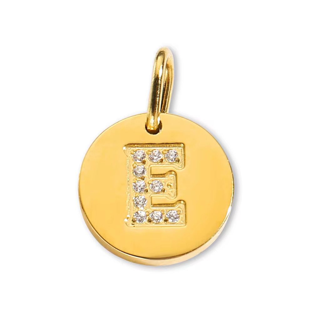 Round Initial with Cubic Zirconia Charm