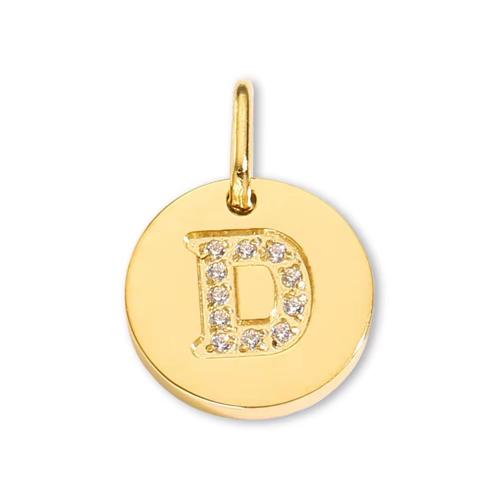 Round Initial with Cubic Zirconia Charm