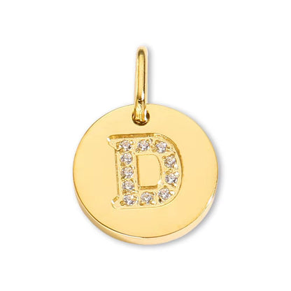 Round Initial with Cubic Zirconia Charm