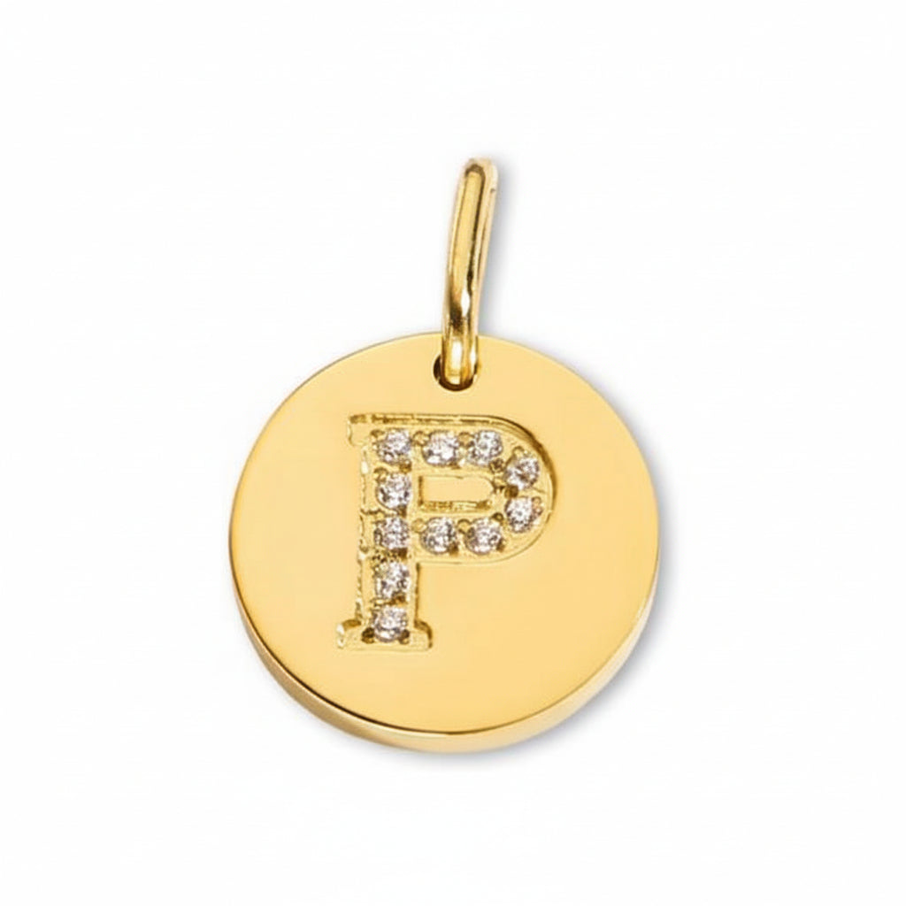 Round Initial with Cubic Zirconia Charm