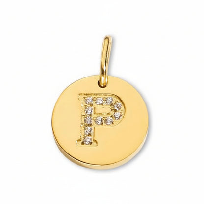 Round Initial with Cubic Zirconia Charm