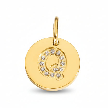 Round Initial with Cubic Zirconia Charm