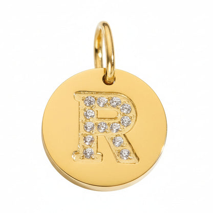 Round Initial with Cubic Zirconia Charm