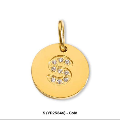 Round Initial with Cubic Zirconia Charm
