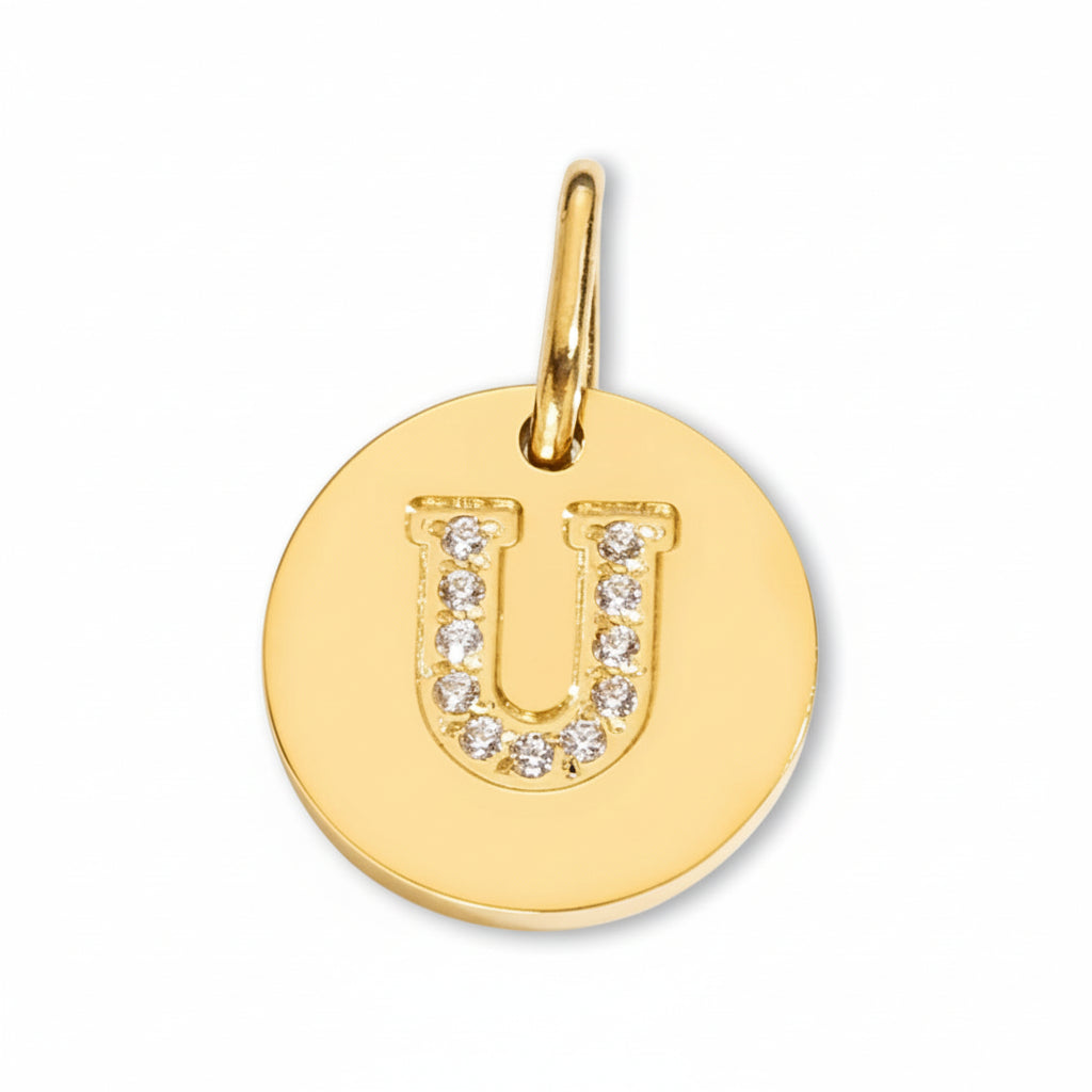 Round Initial with Cubic Zirconia Charm