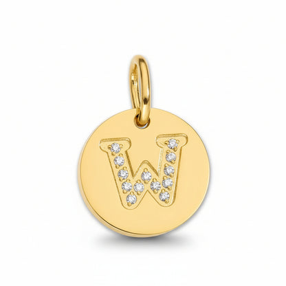 Round Initial with Cubic Zirconia Charm