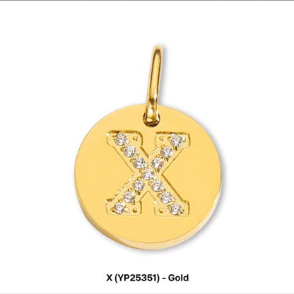 Round Initial with Cubic Zirconia Charm