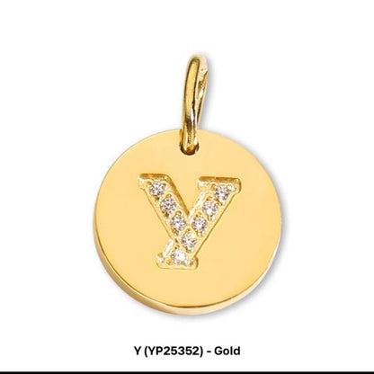 Round Initial with Cubic Zirconia Charm