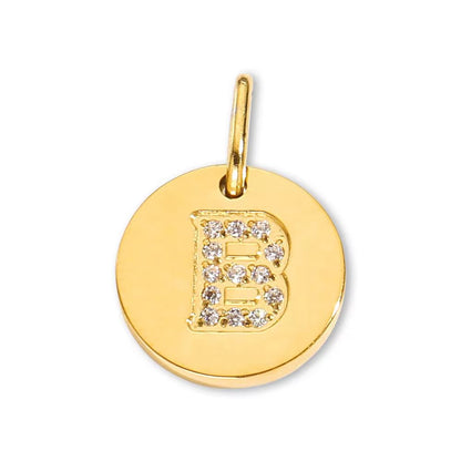 Round Initial with Cubic Zirconia Charm