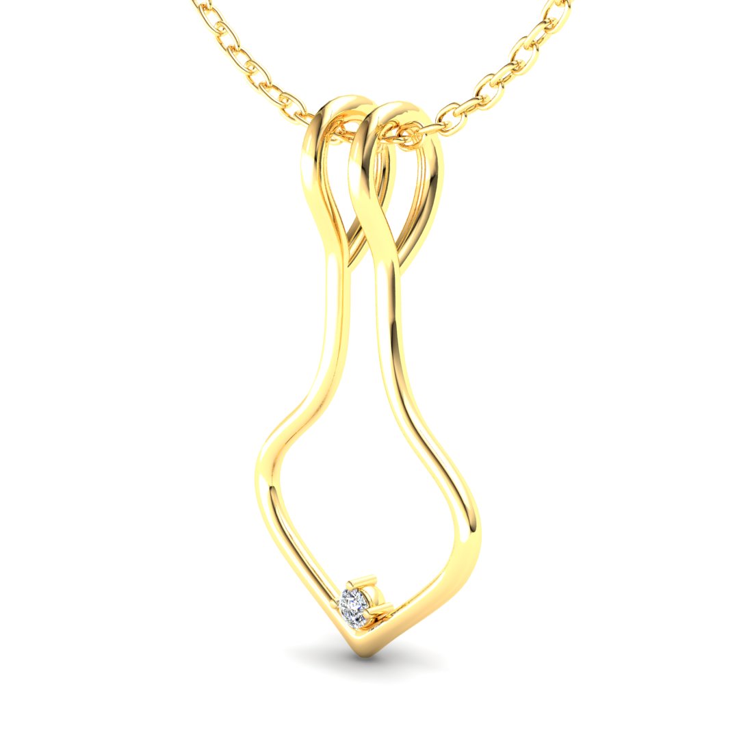 Ring Holder Single Wire Pendant - 9ct Yellow Gold with White Stone