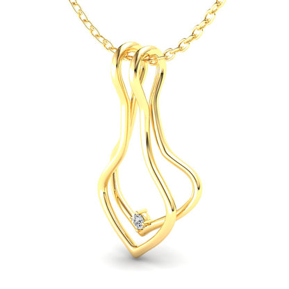 Ring Holder Double Wire Pendant - 9ct Yellow Gold with White Stone