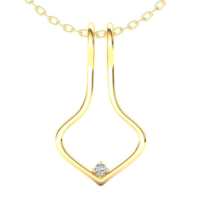 Ring Holder Single Wire Pendant - 9ct Yellow Gold with White Stone