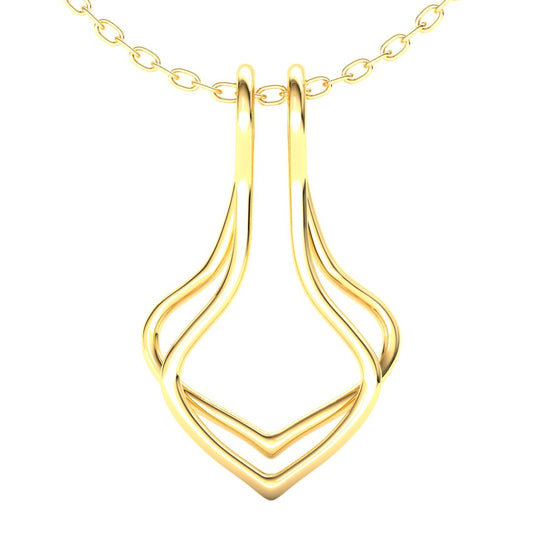 Ring Holder Double Wire Pendant - 9ct Yellow Gold