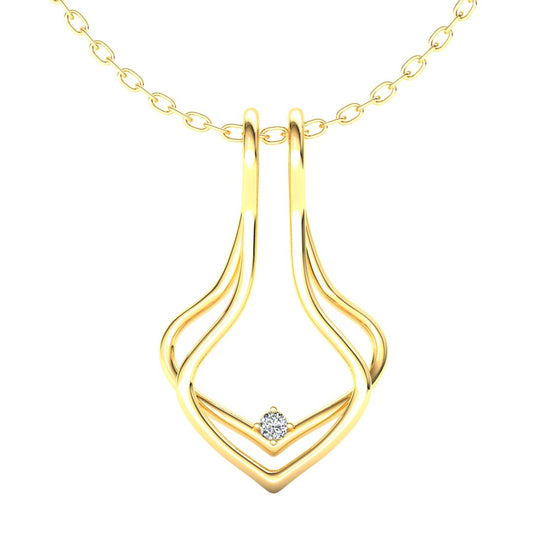 Ring Holder Double Wire Pendant - 9ct Yellow Gold with White Stone