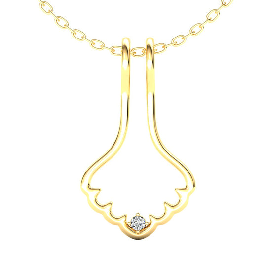 Ring Holder Arched Pendant - 9ct Yellow Gold with White Stone