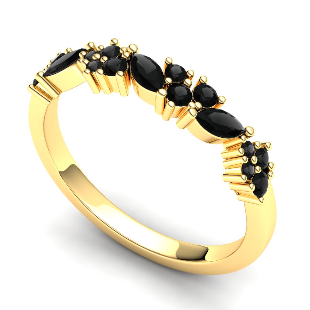 Bluebell Eternity Ring: 9ct Yellow Gold with Black Stones