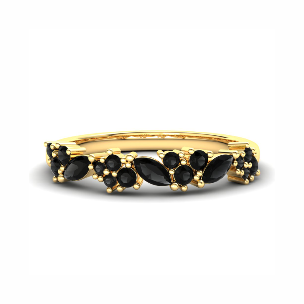 Bluebell Eternity Ring: 9ct Yellow Gold with Black Stones
