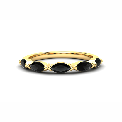 Jasmine Eternity Ring: 9ct Yellow Gold with Black Stones