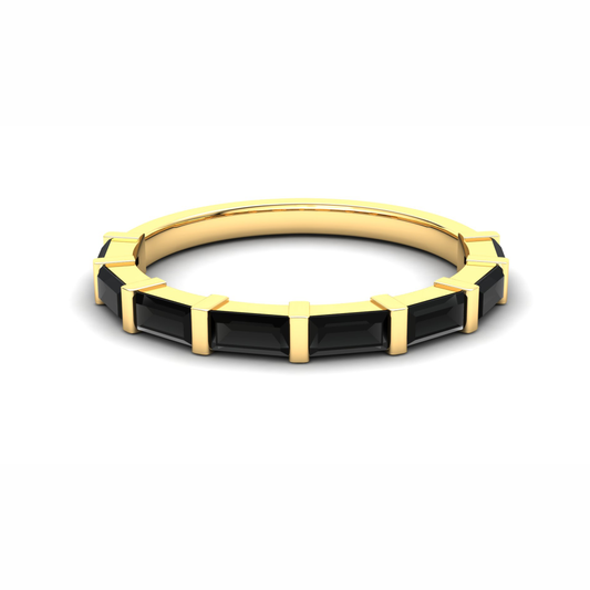 Sweetpea Eternity Ring: 9ct Yellow Gold with Black Stones