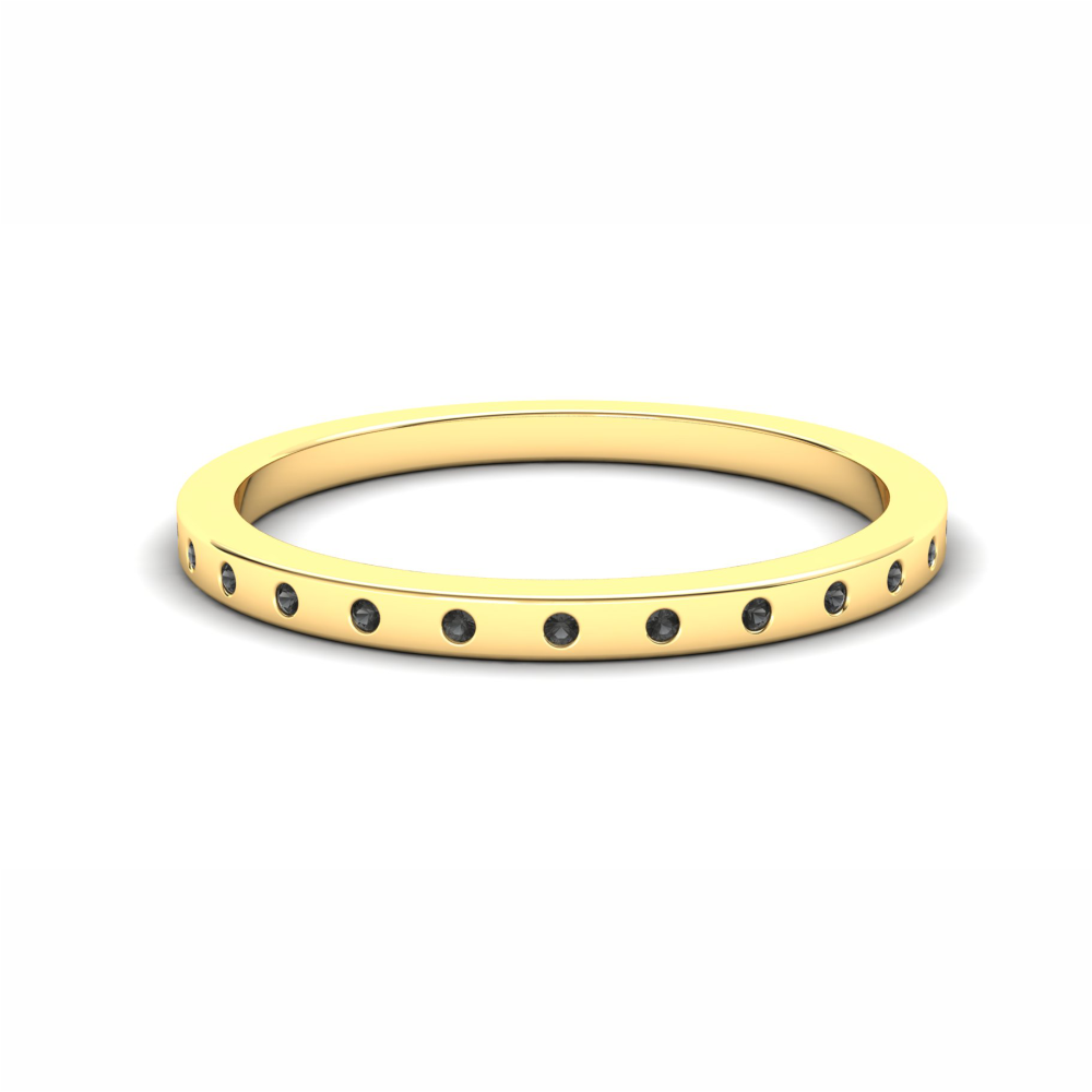 Petunia Eternity Ring: 9ct Yellow Gold with Black Stones