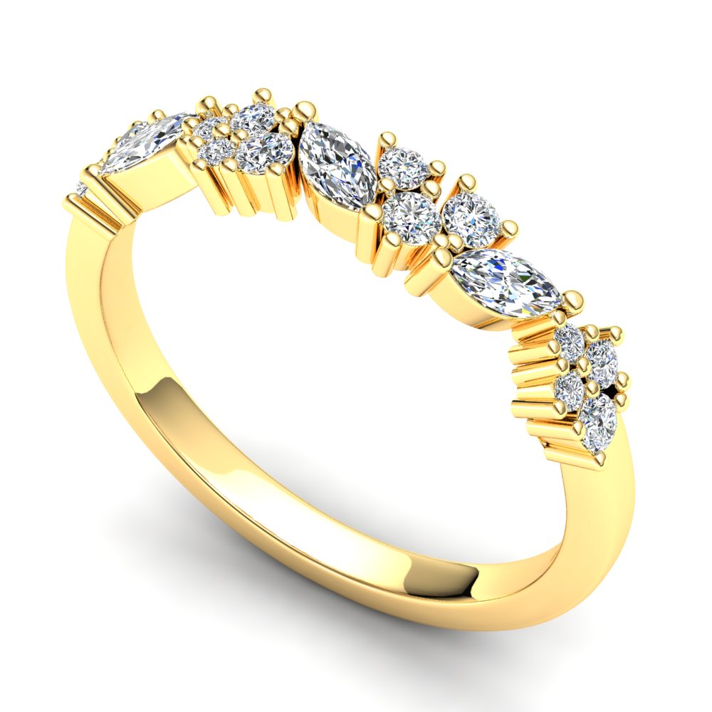 Bluebell Eternity Ring: 9ct Yellow Gold with White Stones