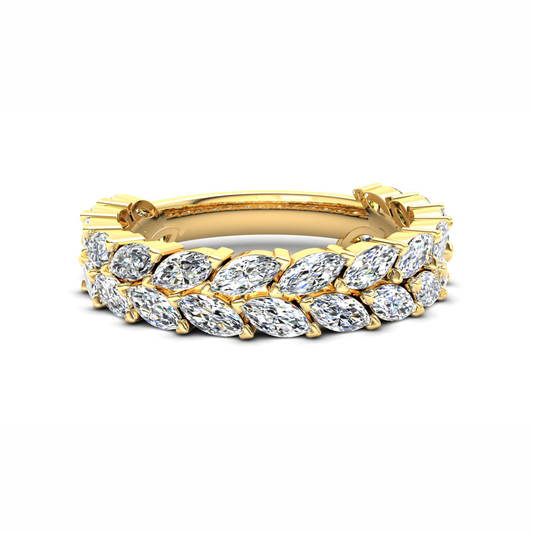 Tulip Eternity Ring: 9ct Yellow Gold with White Stones