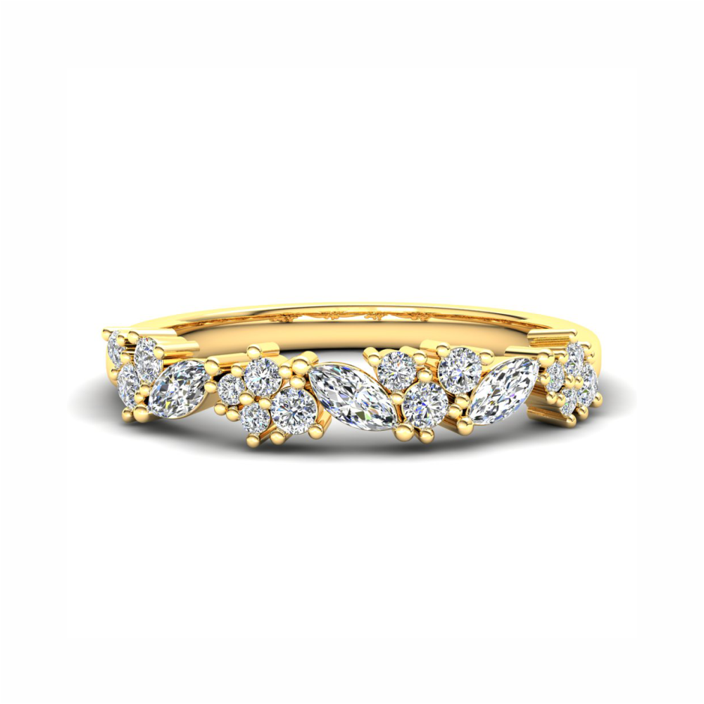 Bluebell Eternity Ring: 9ct Yellow Gold with White Stones