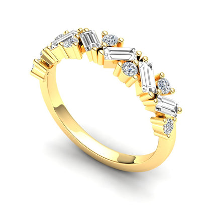 9ct Gold Lily Stack Ring - White Stones
